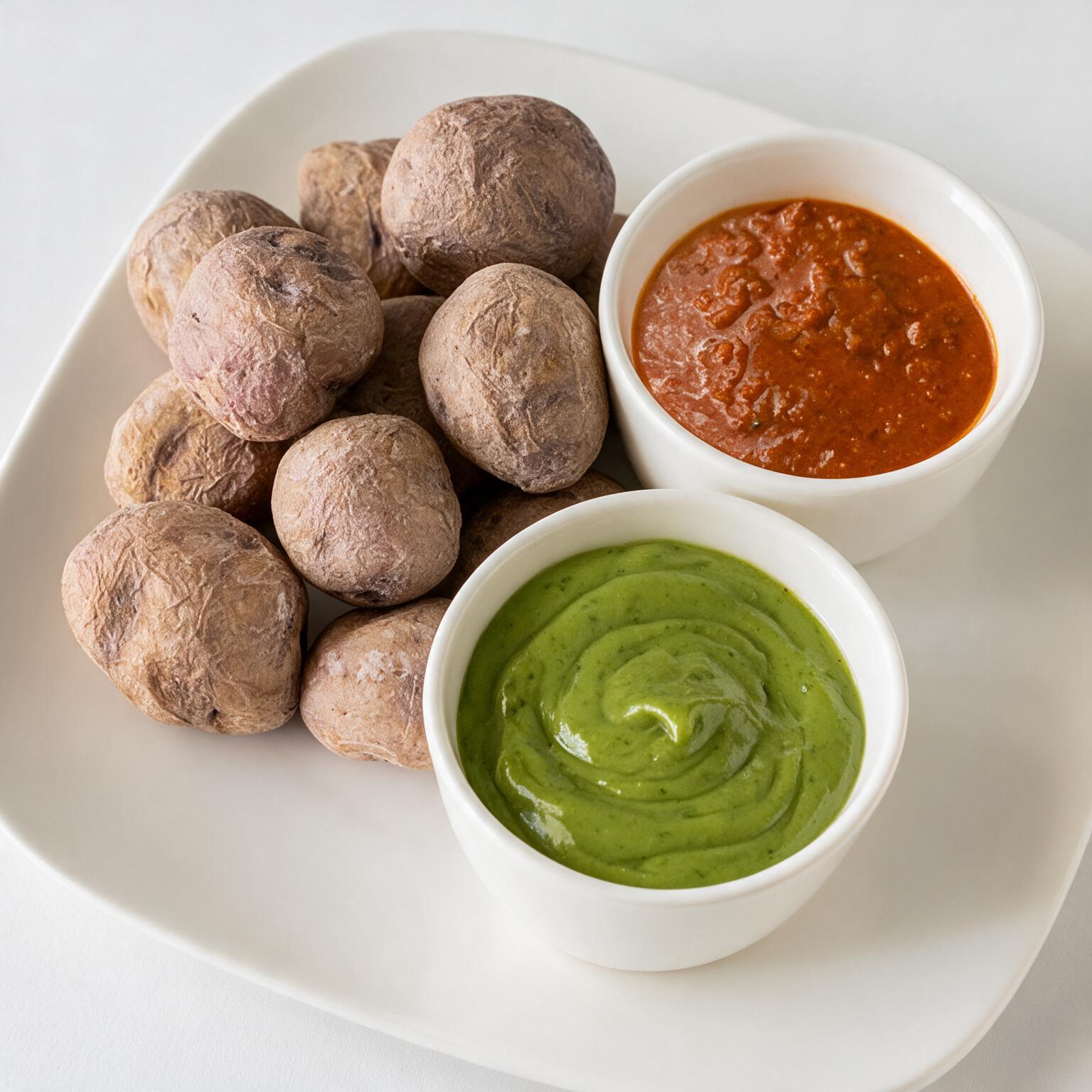 Mojo Rojo und Mojo Verde mit Schrumpelkartoffeln